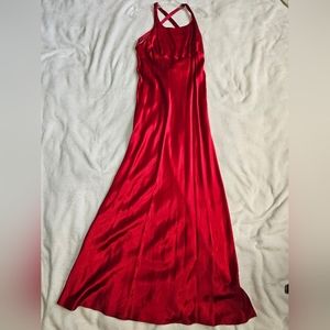 Red Criss-Cross Back Satin Dress